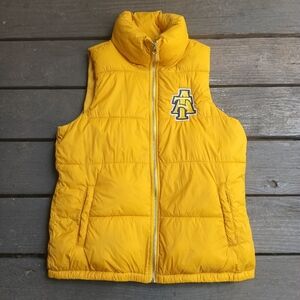 North Carolina A&T Big Logo Yellow Blue Puffer Vest Men's Size Small